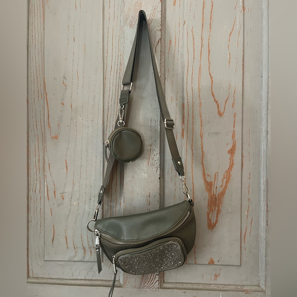 Steve Madden Green and Silver Crossbody Bag